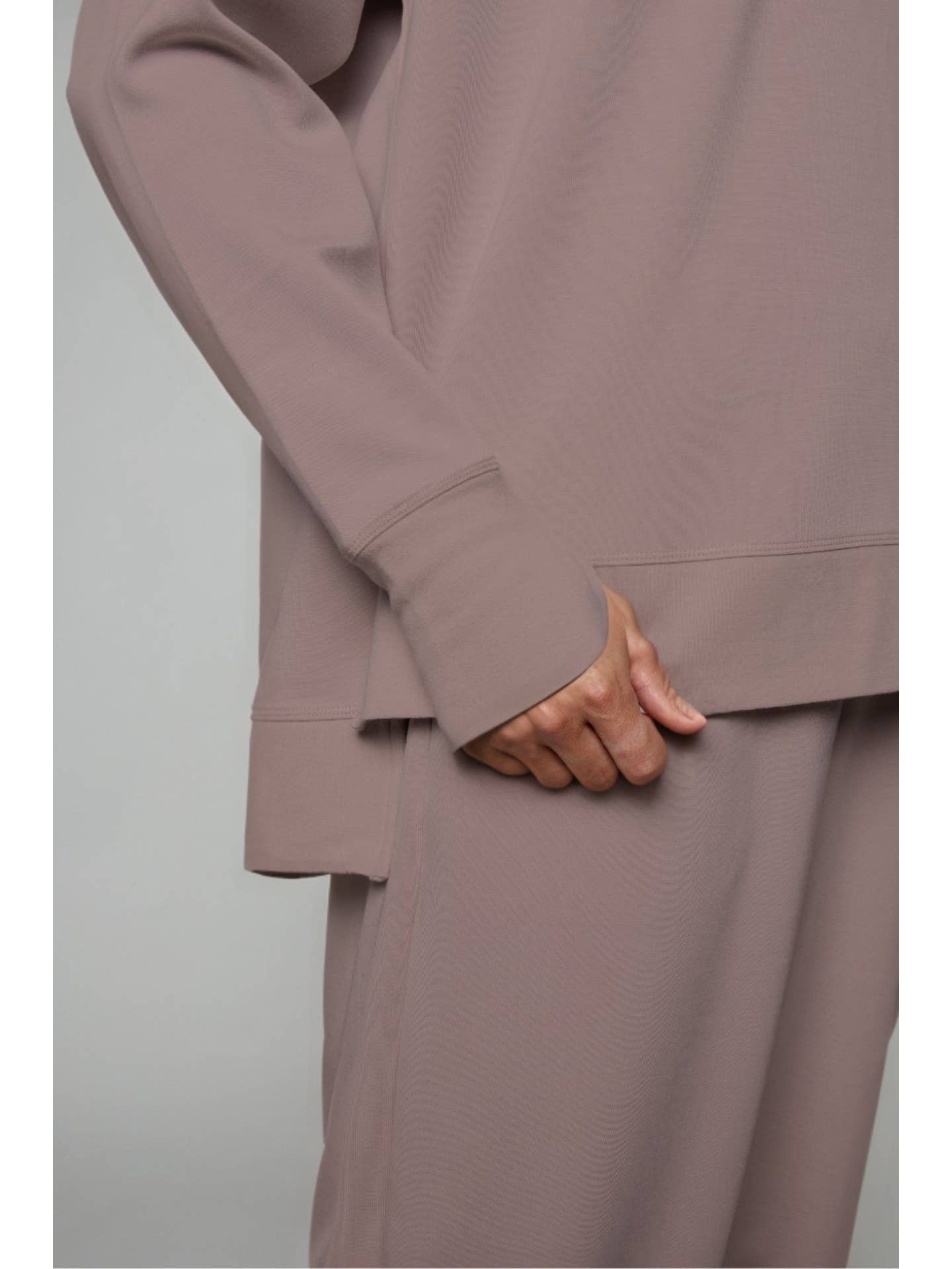 Supersoft Longline Sweatshirt in Taupe