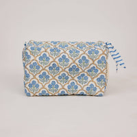 Organic Cotton Toiletry Bag - Trellis Indigo
