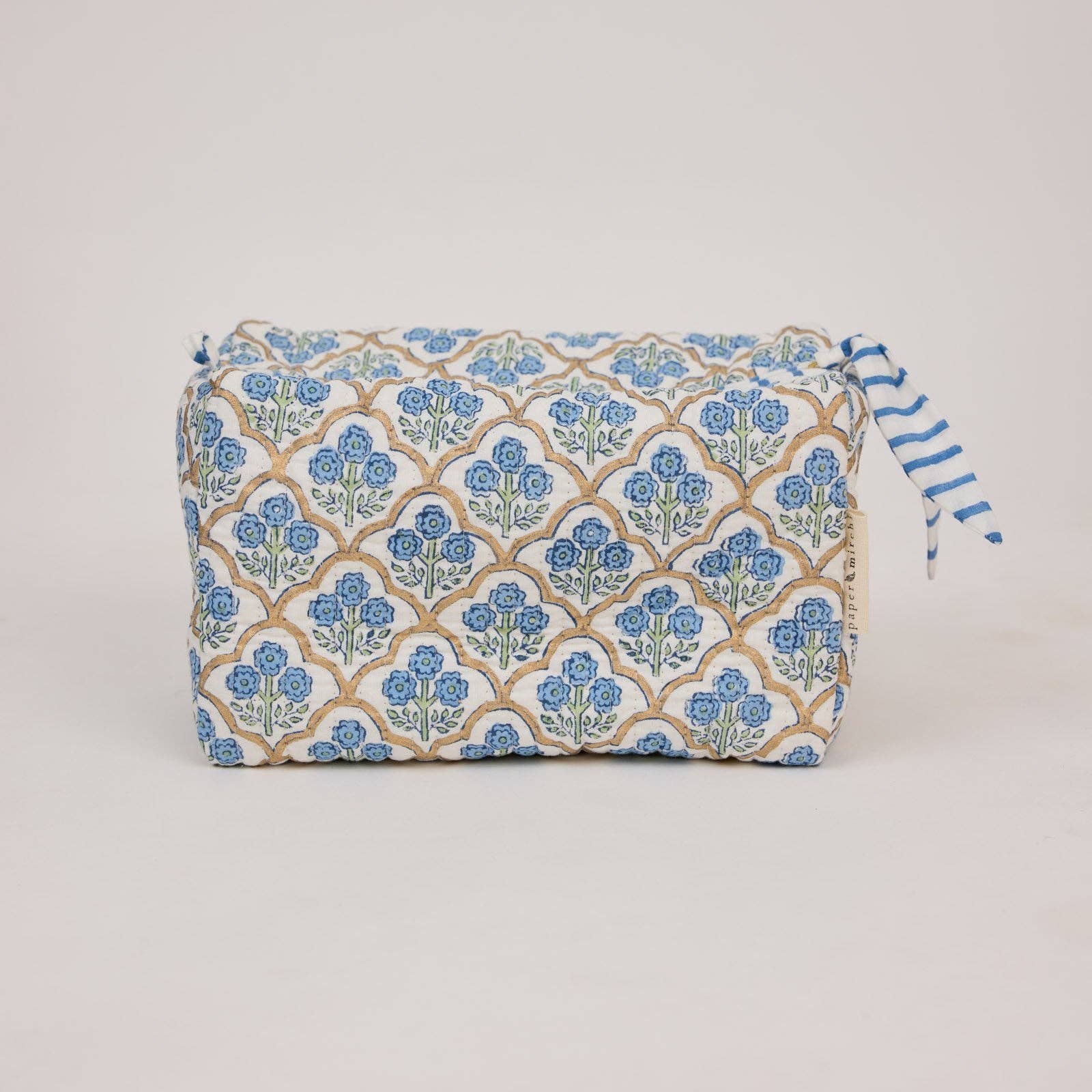 Organic Cotton Toiletry Bag - Trellis Indigo