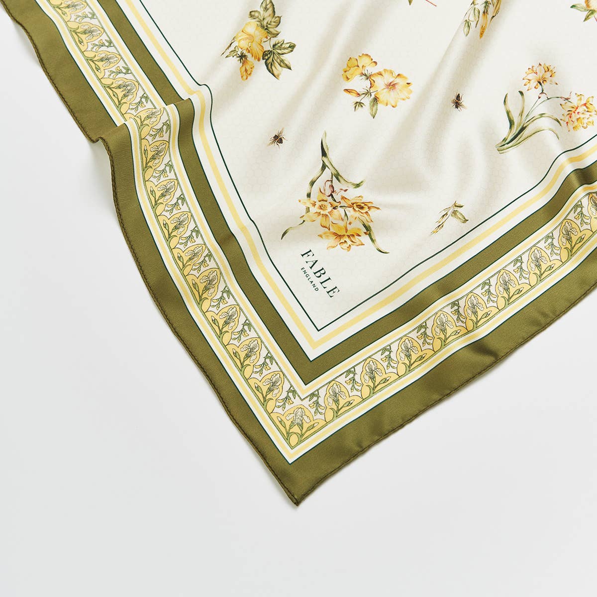 Fable England - Nouveau Floral Yellow Square Scarf