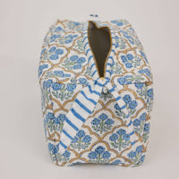Organic Cotton Toiletry Bag - Trellis Indigo