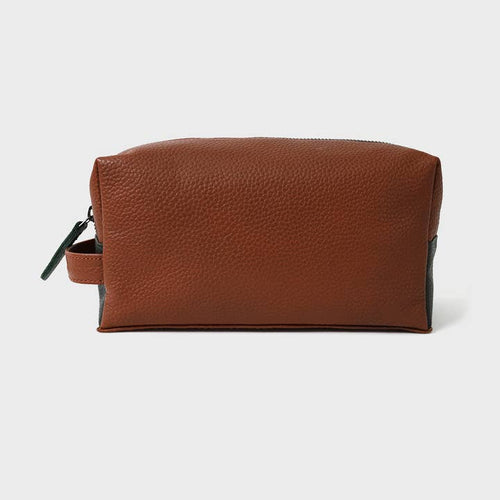 Genuine Leather Pebble Grain Boxy Washbag