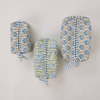 Organic Cotton Toiletry Bag - Trellis Indigo