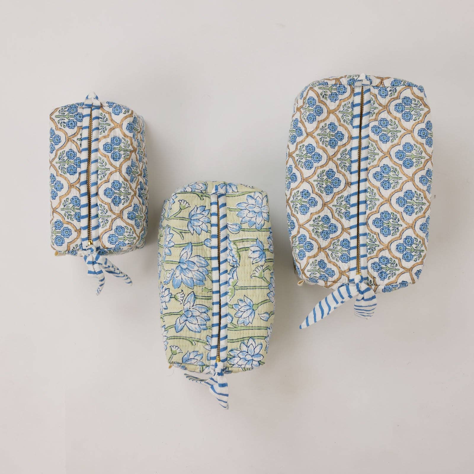 Organic Cotton Toiletry Bag - Trellis Indigo