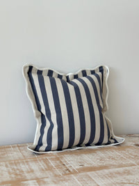 Chloe Scalloped Edge Cushion Cover - Navy Stripe
