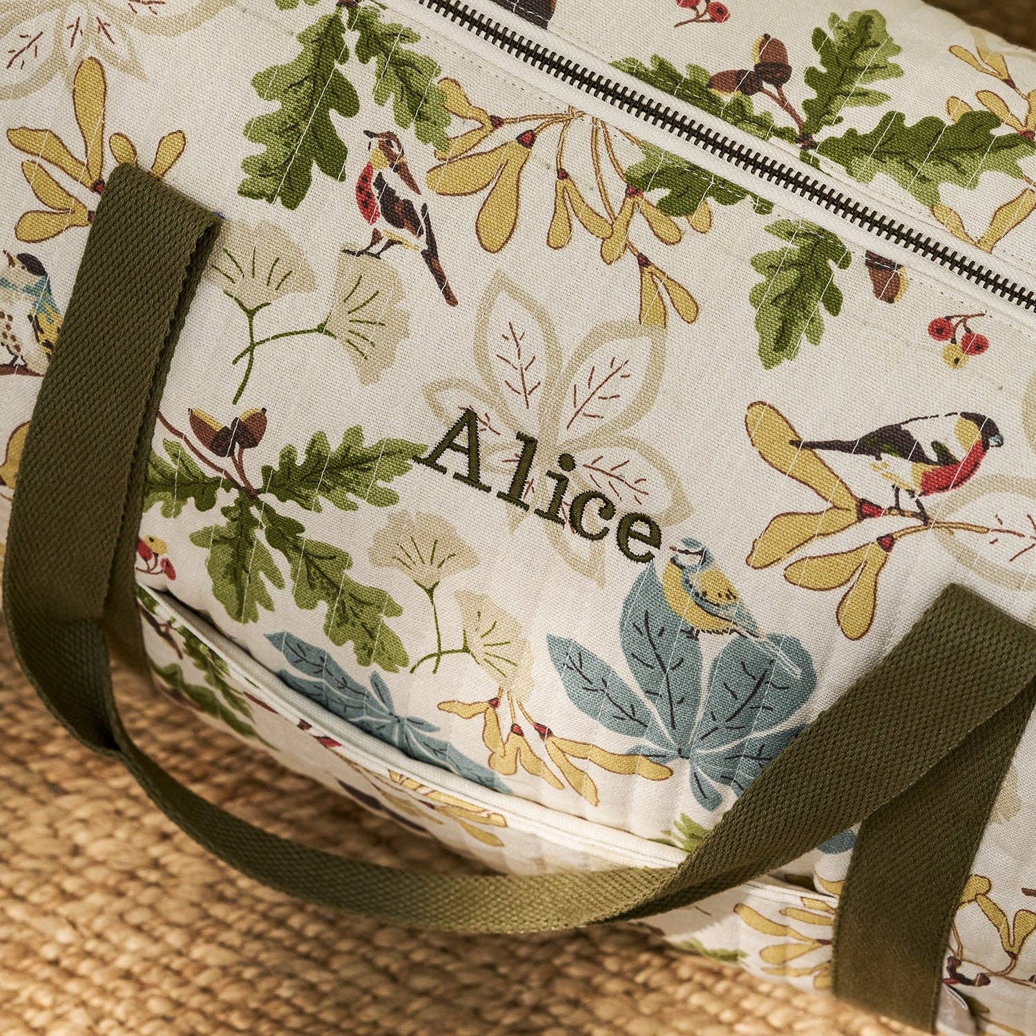 Orchard Birds Quilted Weekend Bag