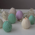 Easter Egg Candle with Ribbed Design ~ in green or cream