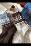 Warm Snowflake Design Wool Socks ~ in 3 cosy colours