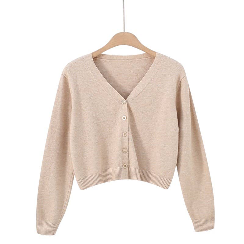 V Neck Cardigan in Cream or Stone