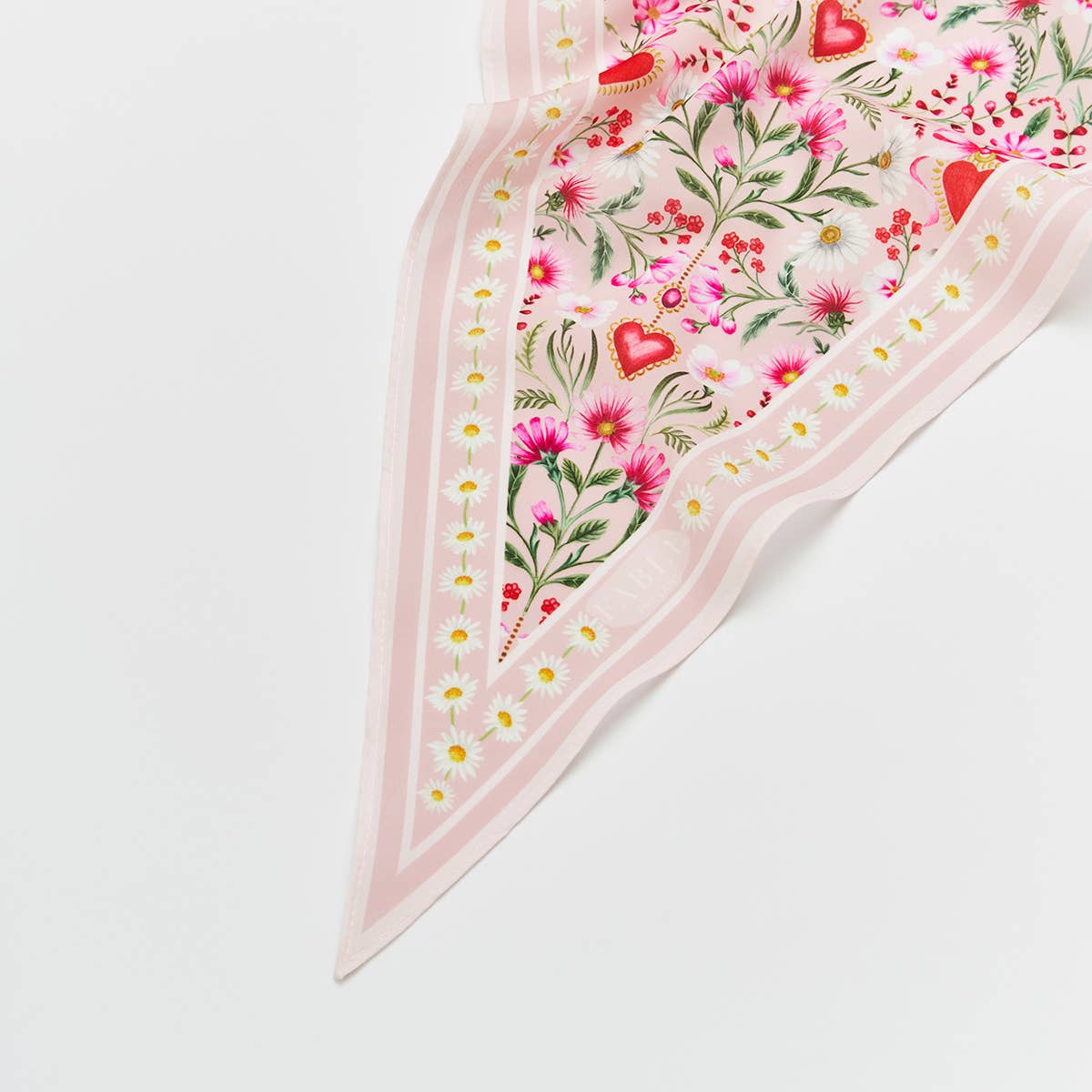 Fable England  - Floral Heart Pink Triangle Scarf