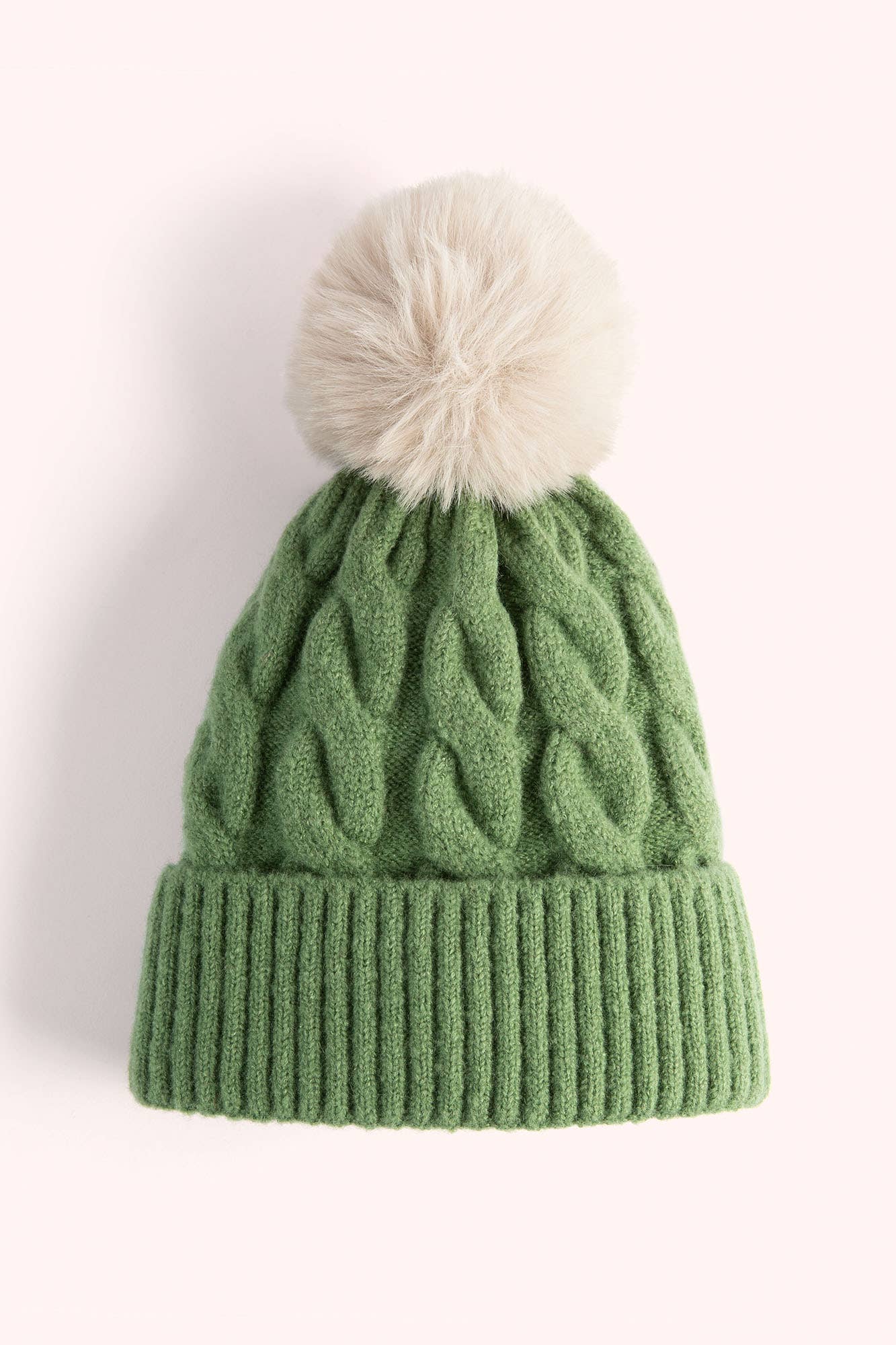 Elise Bobble Hat - Sage & Cream