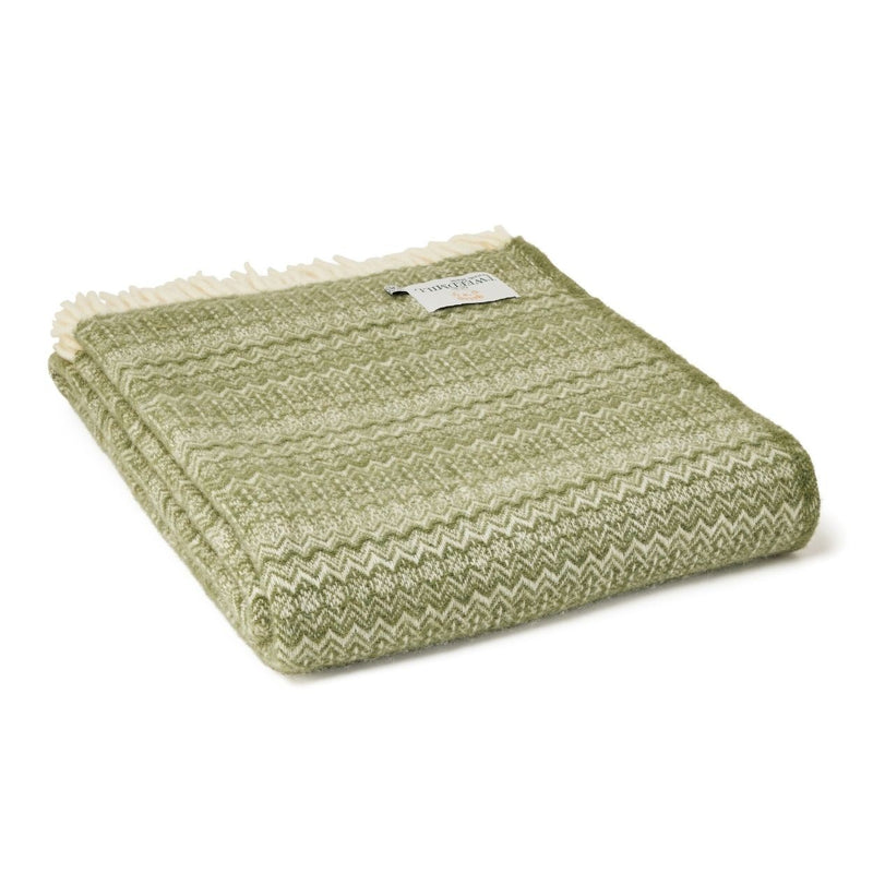 Fair Isle Pure New Wool Throw ~ Sage