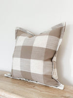 Flanged Brown Squares Cushion Cover