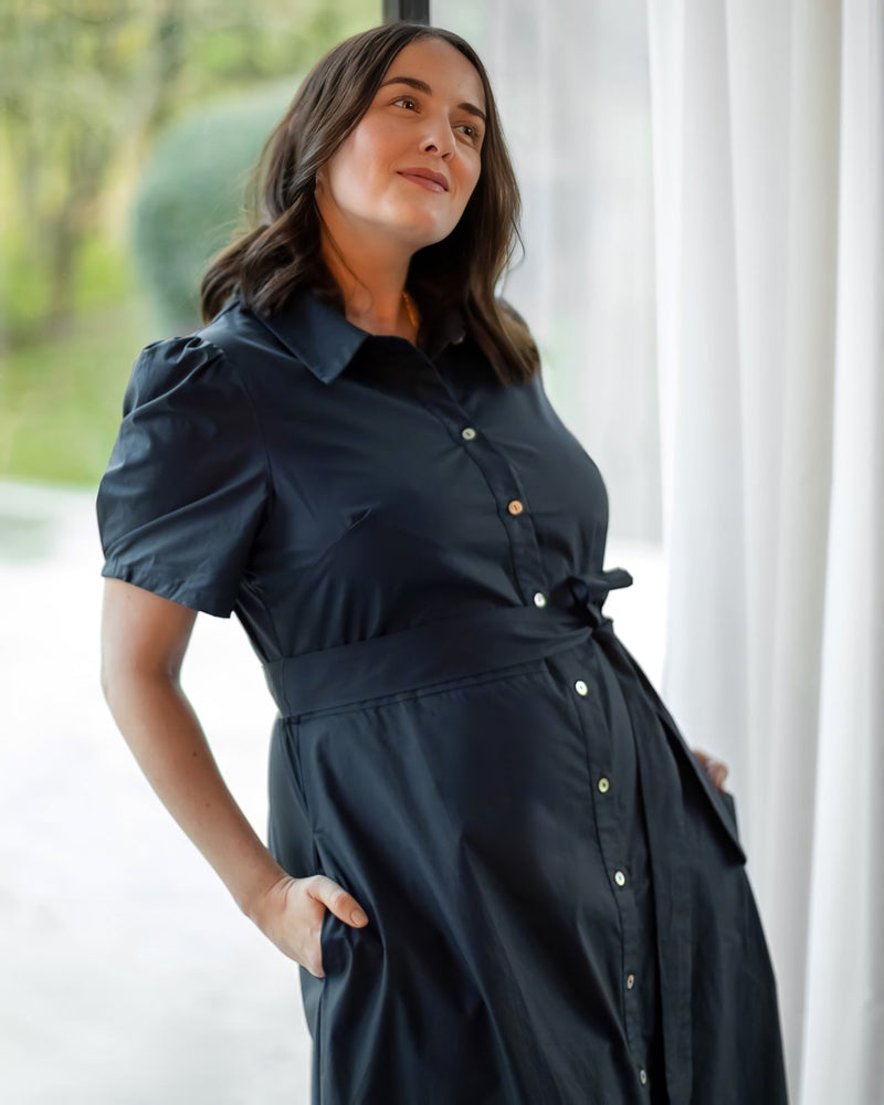 Holly Classic Button-through Dress in Navy