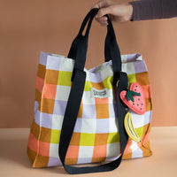 Multi Check Large Tote Bag