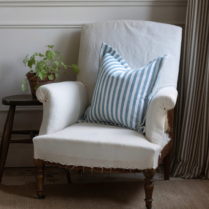 Vienna Blue Stripe Flanged Edge Cushion