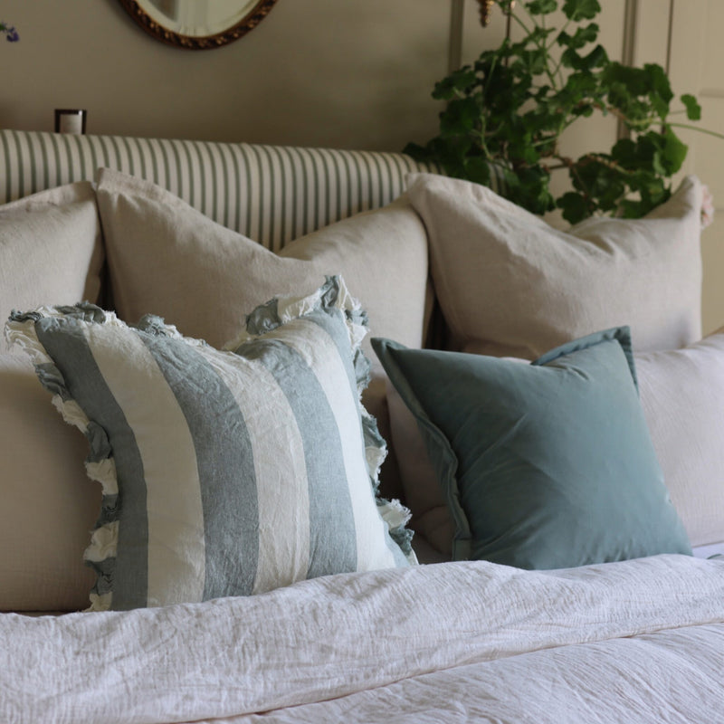 Emma Duck Egg Green Velvet Cushion