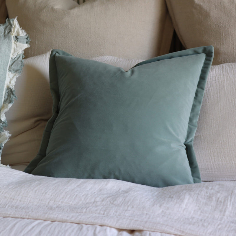 Emma Duck Egg Green Velvet Cushion