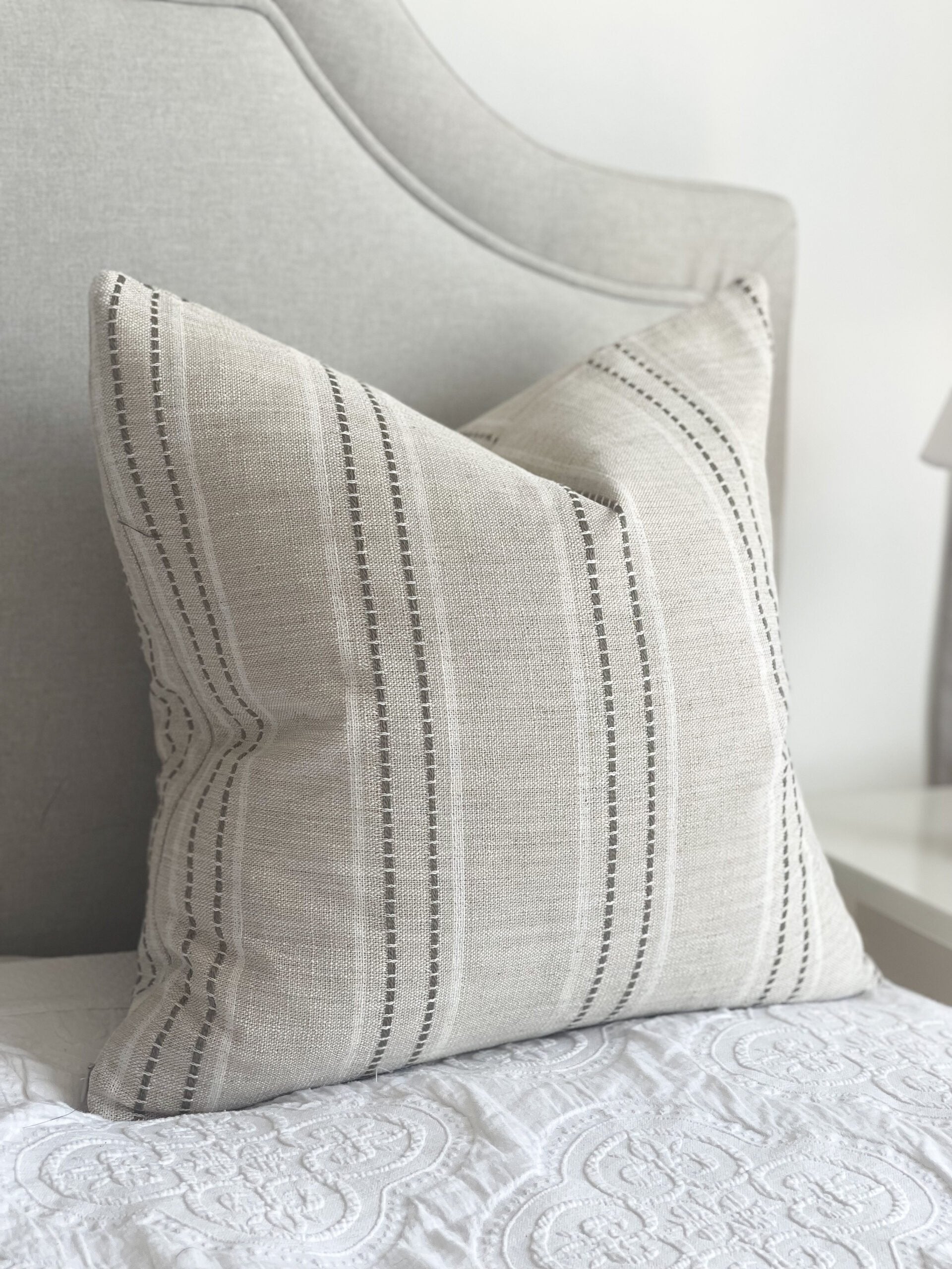Ella Oatmeal Stripe Cushion