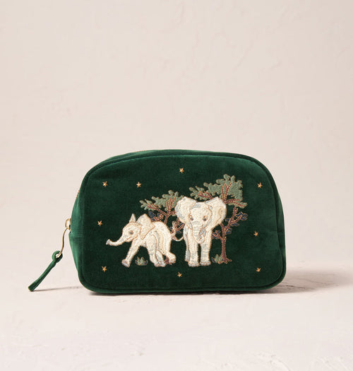 Baby Elephant Make-up Bag in Forest Green