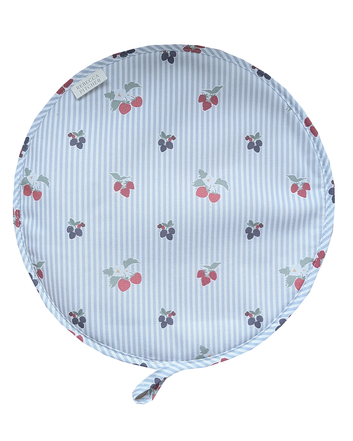 Blue & White Striped Berries Hob Cover (single)
