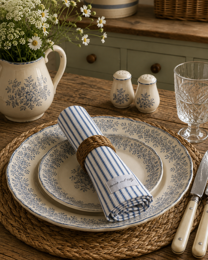 Ticking Stripe Napkins – Blue Heaven (set of 2)