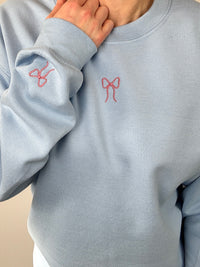 Embroidered Miniature Bow Motif Sweatshirt