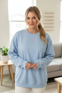 Embroidered Miniature Bow Motif Sweatshirt