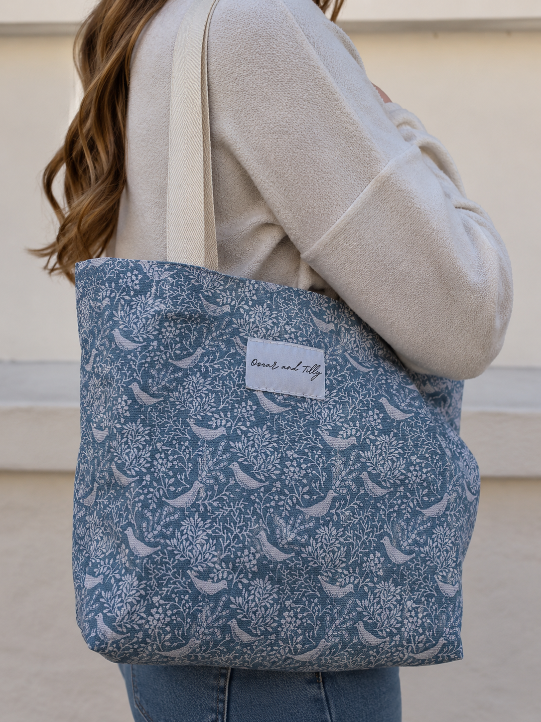 Birds & Branches Tote Bag - Powder Blue