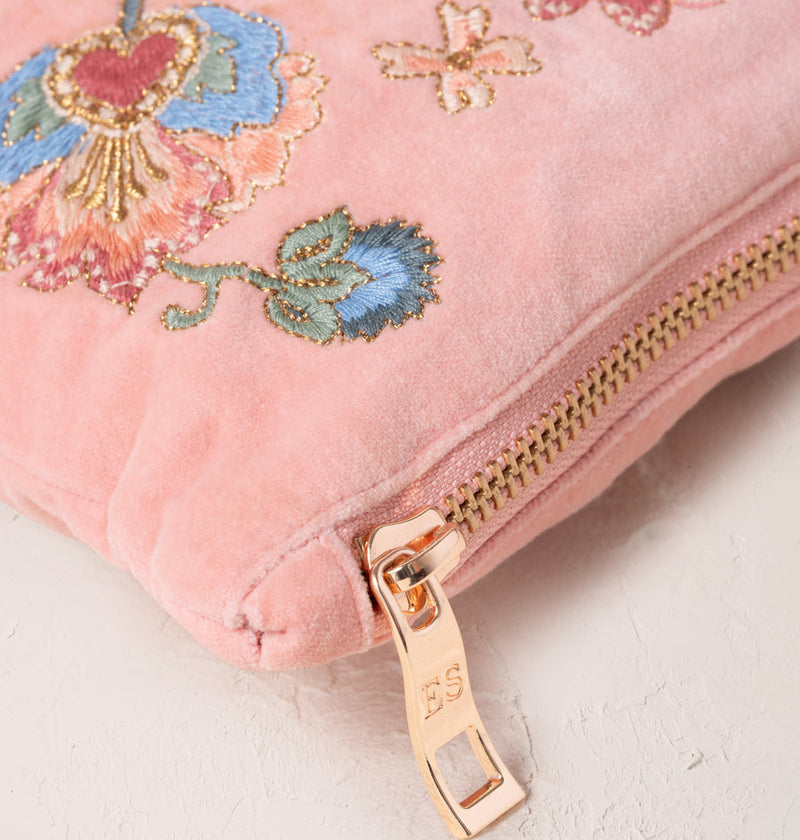 Botanical Garden Pale Pink Velvet Everyday Pouch