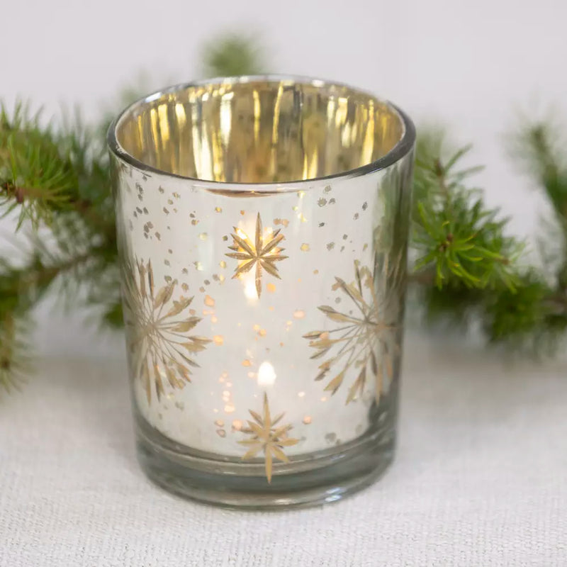 Large Etched Star Votive Antique Silver
