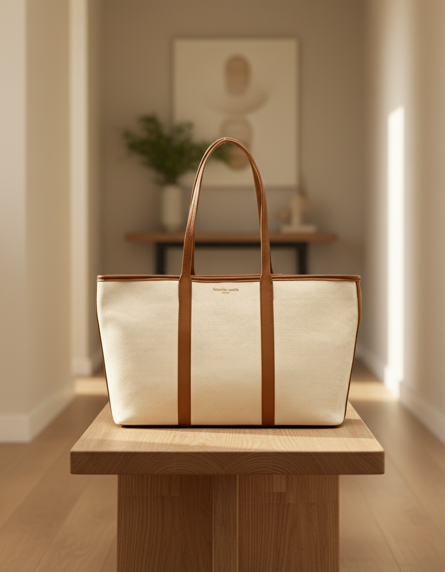 Izzie Tote Bag - Canvas & Leather