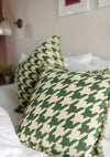 Cotton Cushion Cover - Green Houndstooth