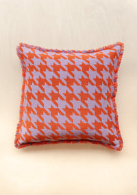 Cotton Cushion Cover - Lilac Houndstooth