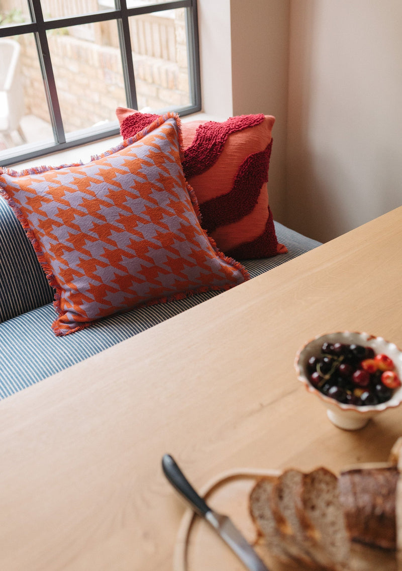 Cotton Cushion Cover - Lilac Houndstooth