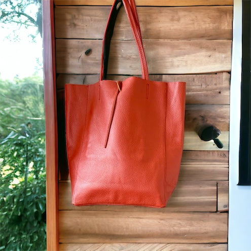 Burnt orange leather bag