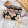 Multi Flower Charcoal Flat Lay Cosmetic Bag