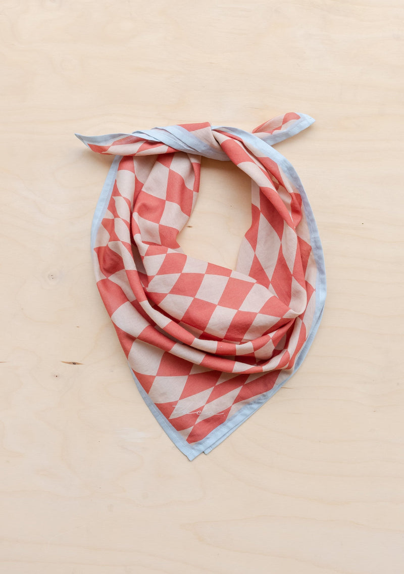 Cotton Square Checkerboard Scarf ~ in Black, Apricot, Blue or Lilac