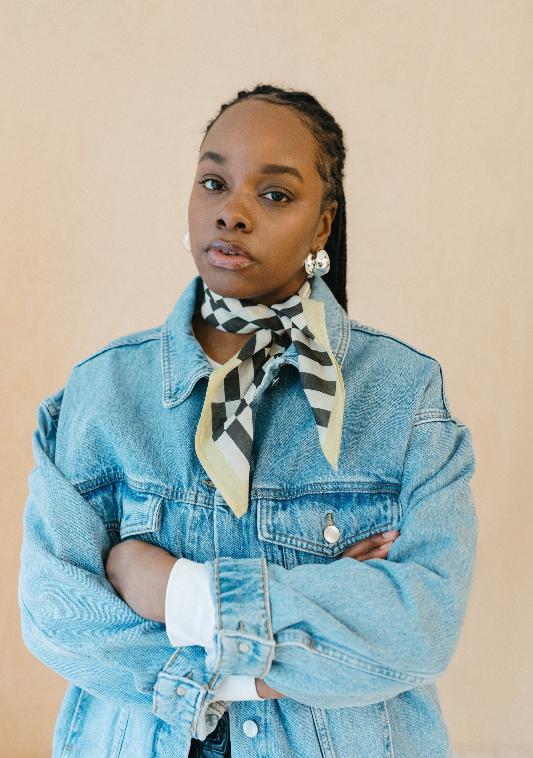 Cotton Square Checkerboard Scarf ~ in Black, Apricot, Blue or Lilac