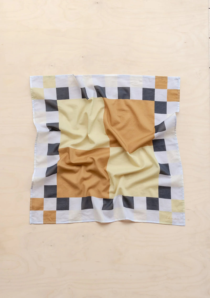 Cotton Square Checkerboard Scarf ~ in Black, Apricot, Blue or Lilac