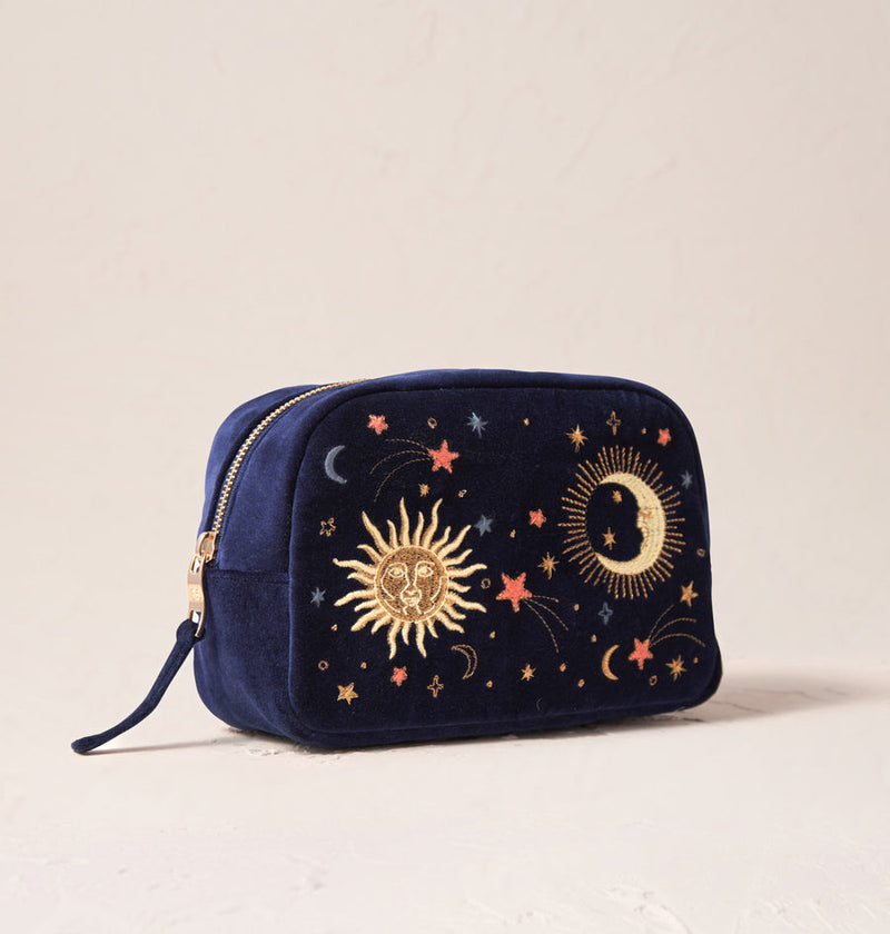 Celestial Navy Velvet Cosmetics Bag