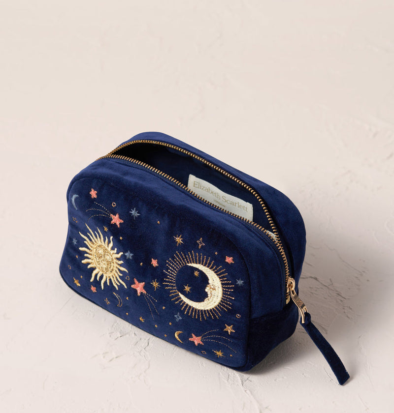 Celestial Navy Velvet Cosmetics Bag
