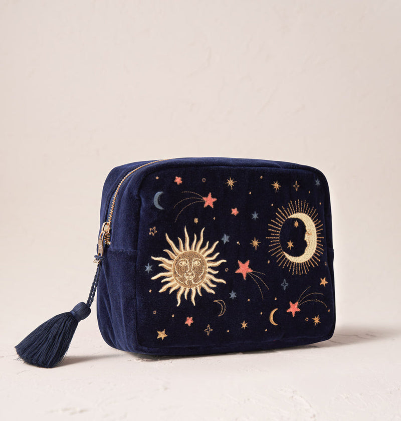 Celestial Navy Velvet Wash Bag