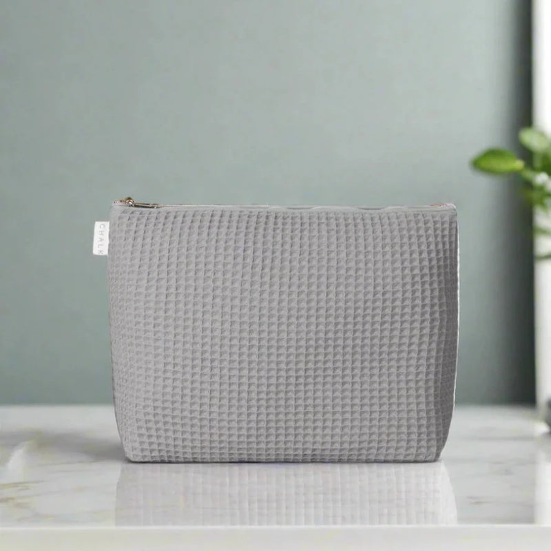 Waffle Wash Bag ~ Light Grey