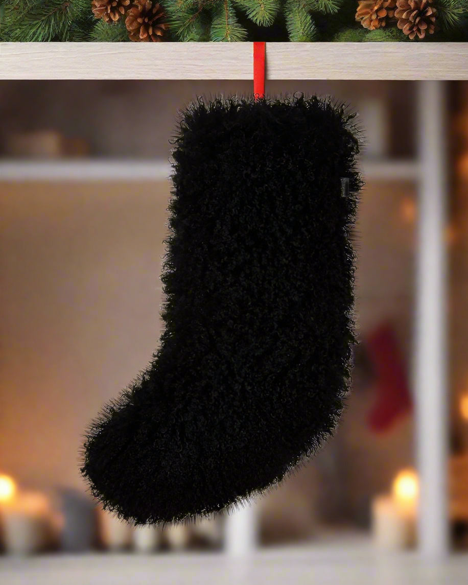 Christmas Stocking - Afghan | Black