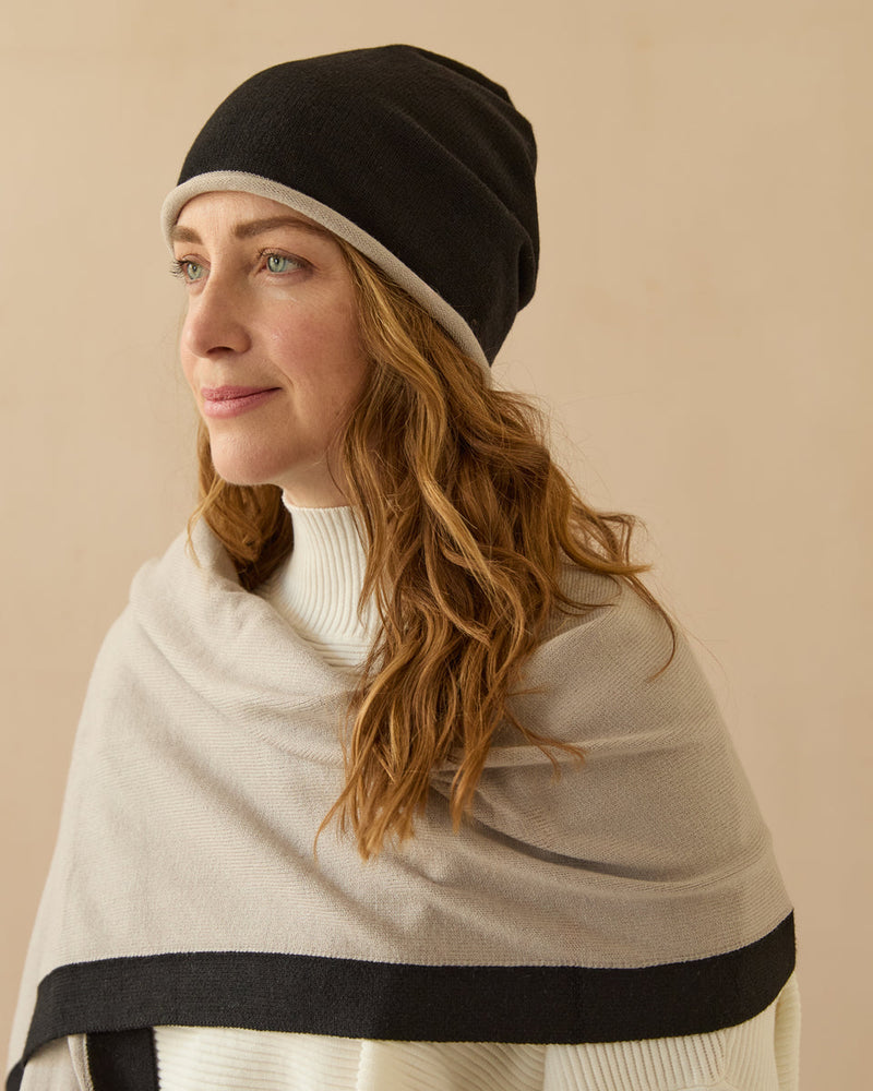 Pixie Knit Beanie Hat in two contrasting colourways