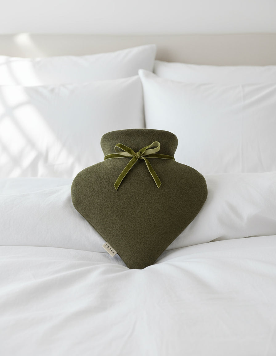 Heart Hot Water Bottle | Forest Green or Sand