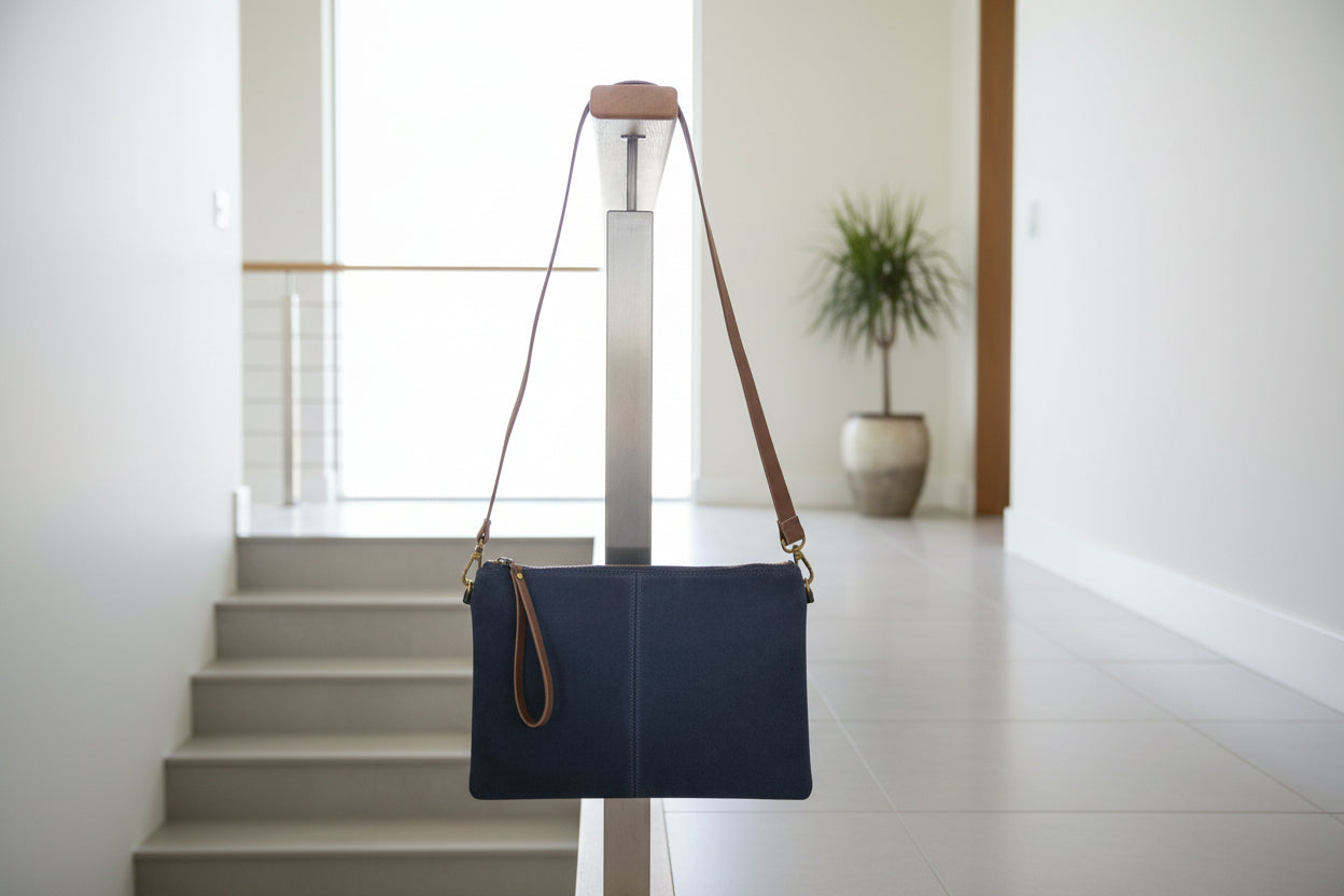 Suede Hampstead Bag in Navy