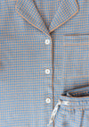 Cotton Oversized Pyjamas in Blue Houndstooth