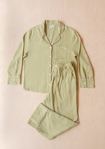 Cotton Oversized Pyjamas in Olive Houndstooth